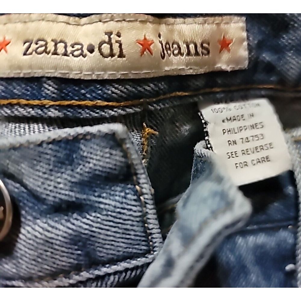 Zana Di Jeans Size 11 Blue Butterfly Embroidery Bell Bottom - Picture 3 of 15